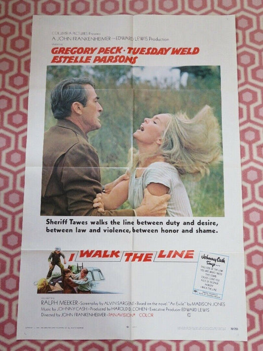 I WALK THE LINE US ONE SHEET POSTER GERGORY PECK TUESDAY WELD 1970