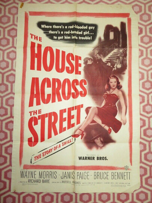 THE HOUSE ACROSS THE STREET  US ONE SHEET POSTER WAYNE MORRIS JANIS PAIGE 1949