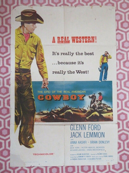 COWBOY US ONE SHEET POSTER GLENN FORD JACK LEMMON 1958