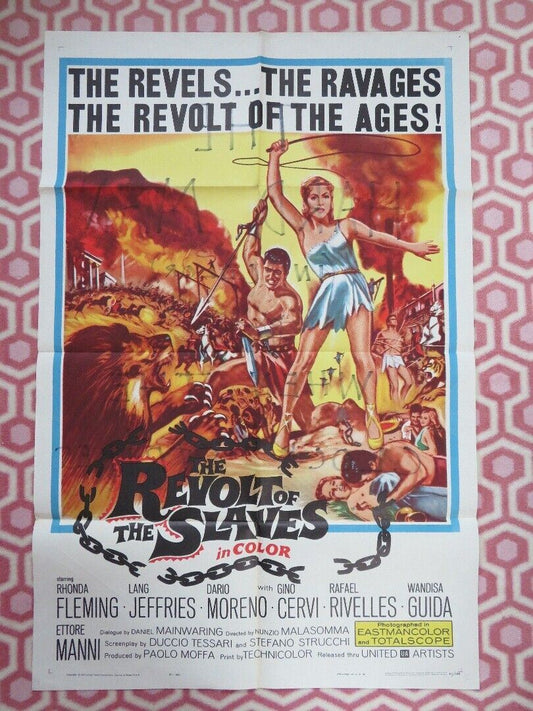 THE REVOLT OF SLAVES  US ONE SHEET POSTER  RHONDA FLEMING LANG JEFFRIES 1961