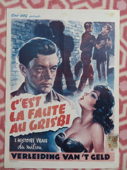 C'EST LA FAUTE AU GRISBI / Genoese Dragnet BELGIUM (21.5"x14.5") POSTER 1954