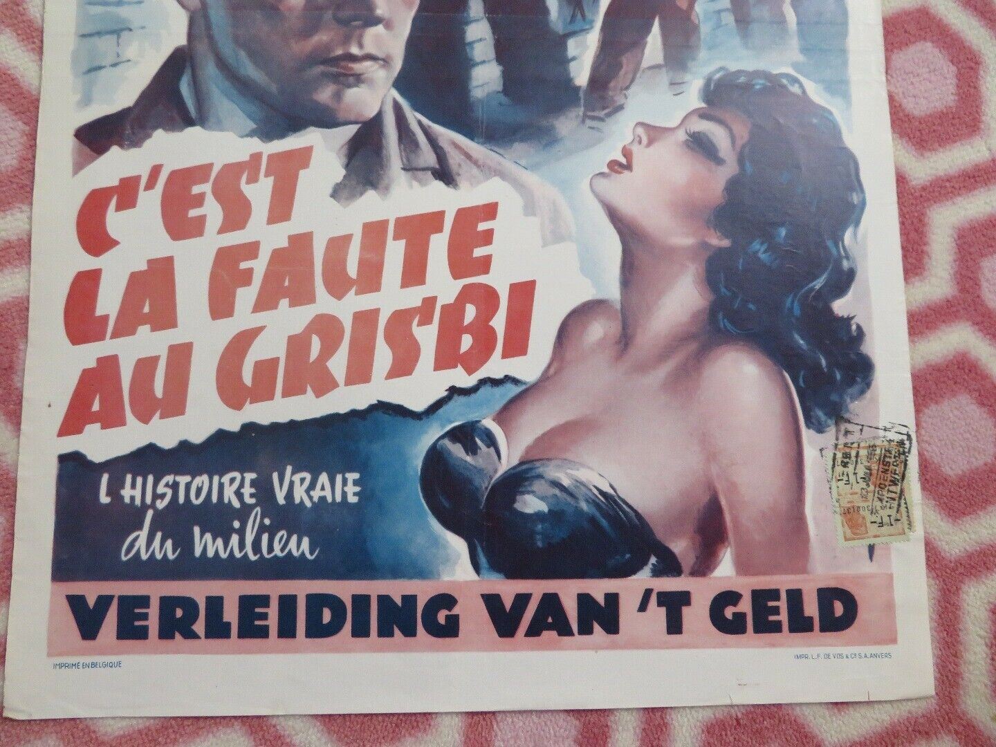 C'EST LA FAUTE AU GRISBI / Genoese Dragnet BELGIUM (21.5"x14.5") POSTER 1954