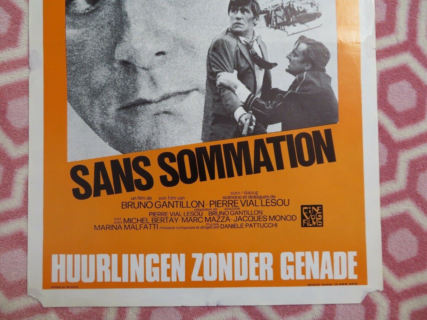 SAN SOMMATION/Without Warning BELGIUM (21.5"x14.5") POSTER MAURICE RONT 1973