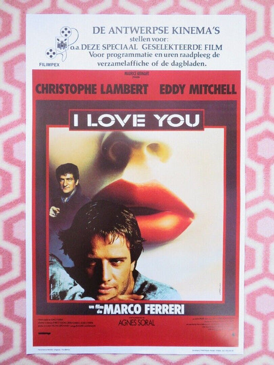 I LOVE YOU  BELGIUM (22"x14") POSTER CHRISTOPHE LAMBERT EDDY MITCHELL 1986