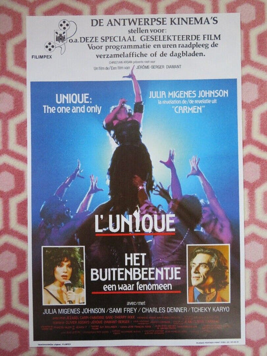 L'UNIQUE BELGIUM (21.5"x14") POSTER JULIA MIGENES JOHNSON SAMI FREY 1986