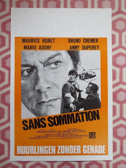 SANS SOMMATION / Without Warning BELGIUM POSTER BRUNO CREMER 1973