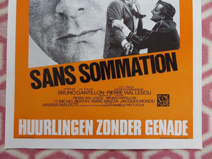 SANS SOMMATION / Without Warning BELGIUM POSTER BRUNO CREMER 1973