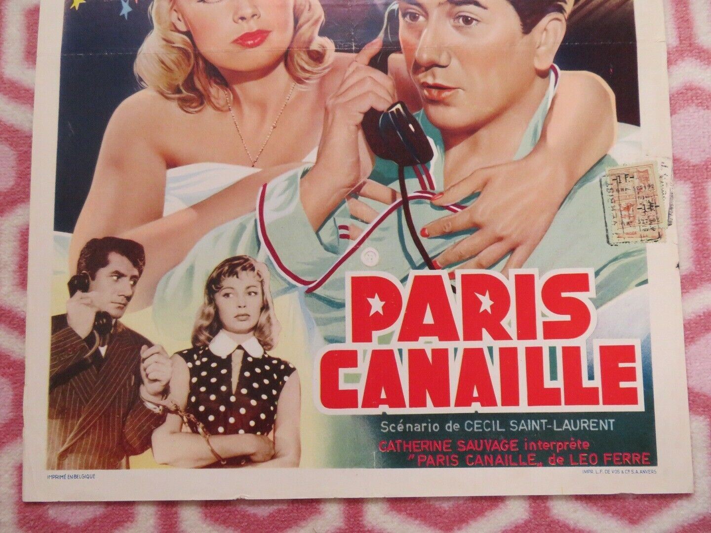 PARIS CANAILLE / Maid in Paris BELGIUM (19.5"x14.5") POSTER DANY ROBIN 1956