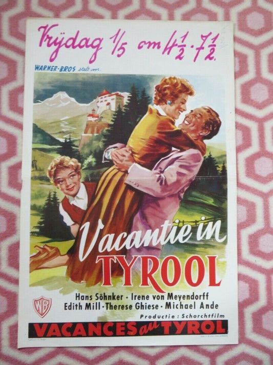 VACANCES AU TYROL/ Castle in Tyrol BELGIUM (21.5"x14") POSTER HANS SOHNKER 1957