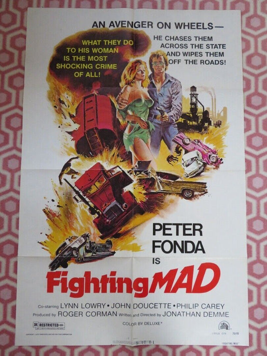 FIGHTING MAD STYLE B  FOLDED US ONE SHEET POSTER LYNN LOWRY JOHN DOUCETTE 1976