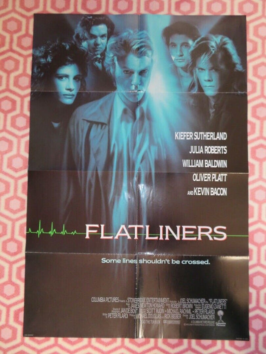 FLATLINERS  FOLDED US ONE SHEET POSTER KIEFER SUTHERLAND JULIA ROBERTS 1990