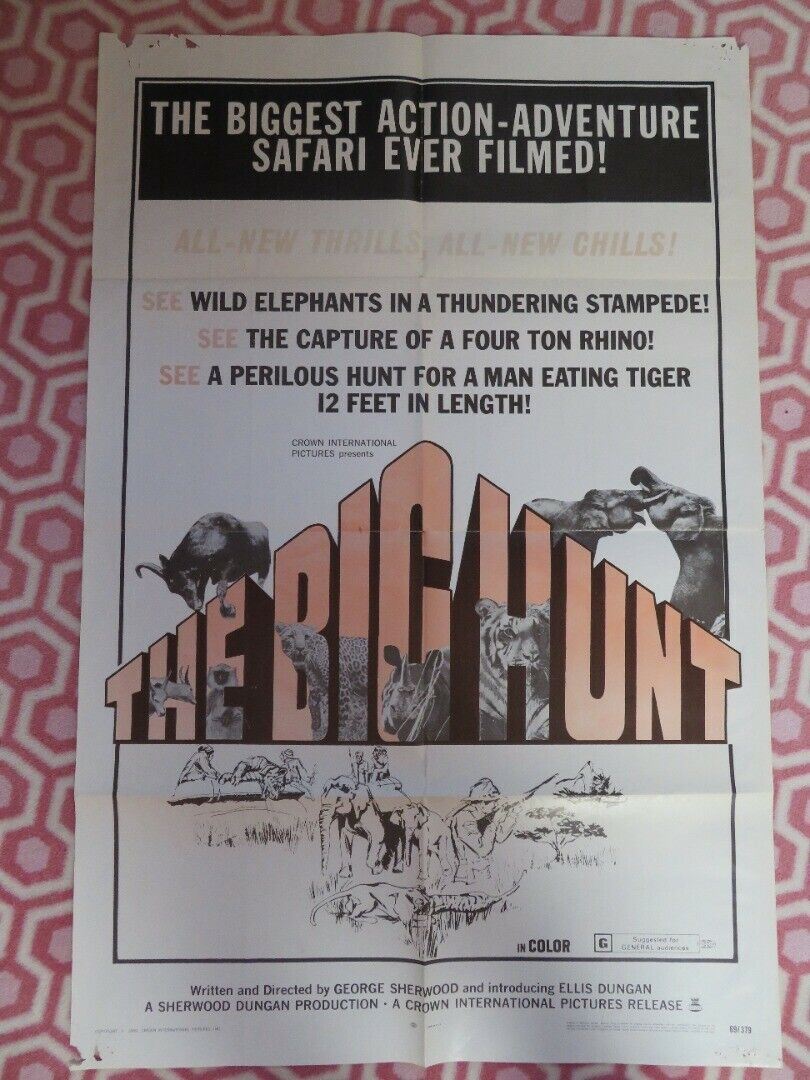 THE BIG HUNT FOLDED US ONE SHEET POSTER GEORGE SHERWOOD 1969