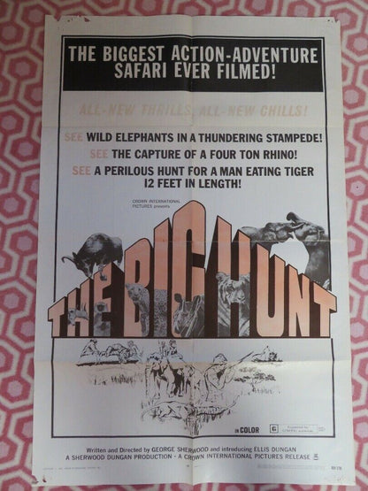 THE BIG HUNT FOLDED US ONE SHEET POSTER GEORGE SHERWOOD 1969