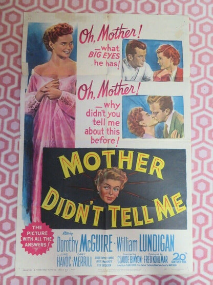 MOTHER DIDN'T TELL ME FOLDED US ONE SHEET POSTER DORTHY MCGUIRE 1950