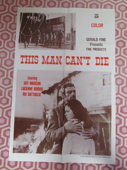 THIS MAN CAN'T DIE / Long Days of Hate FOLDED US ONE SHEET POSTER 1968