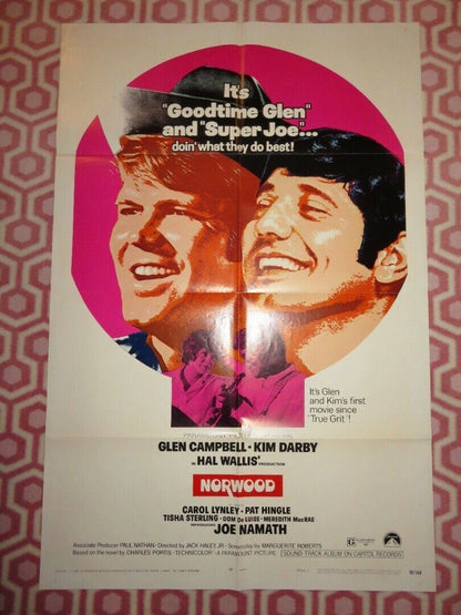 NORWOOD FOLDED US ONE SHEET POSTER GLEN CAMPBELL KIM DARBY 1970