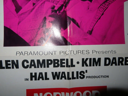 NORWOOD FOLDED US ONE SHEET POSTER GLEN CAMPBELL KIM DARBY 1970