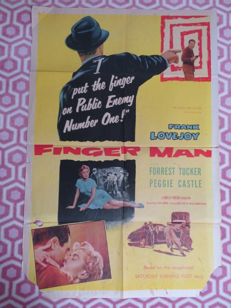 FINGER MAN FOLDED US ONE SHEET POSTER FRANK LOVEJOY 1955