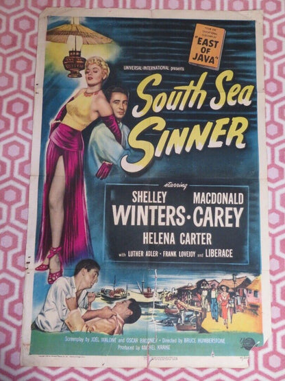 SOUTH SEA SINNER   FOLDED US ONE SHEET POSTER  SHELLEY WINTERS HELENA CARTER '49