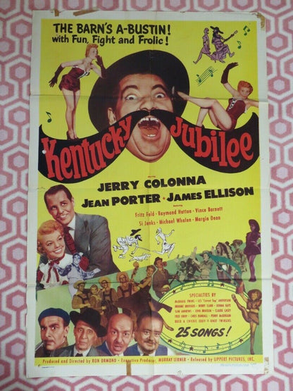 KENTUCKY JUBILEE  FOLDED US ONE SHEET POSTER JERRY COLONNA JEAN PORTER 1951