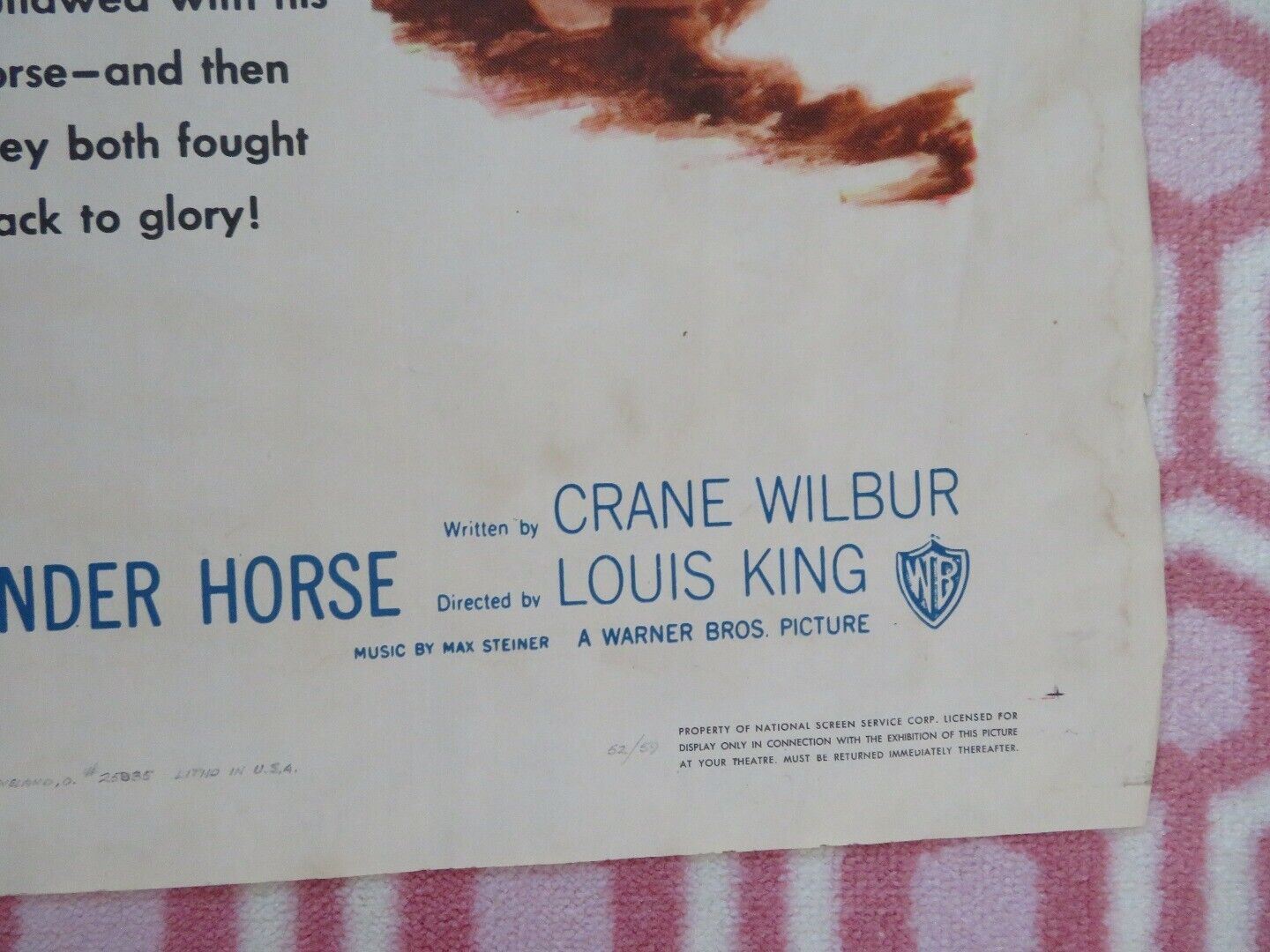 THE LION AND THE HORSE  FOLDED US ONE SHEET POSTER STEVE COCHRAN 1952