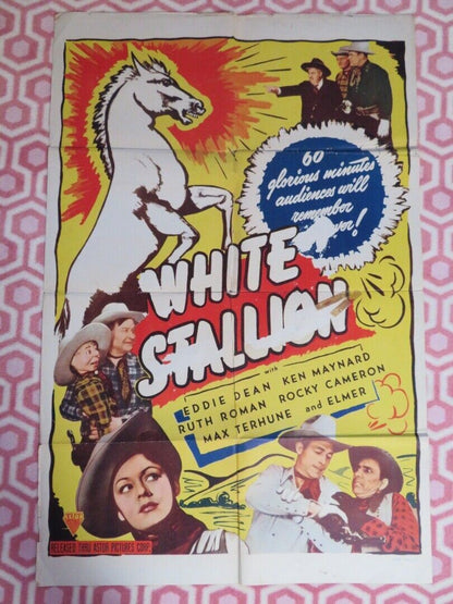 WHITE STALLION/ Harmony Trail  FOLDED US ONE SHEET POSTER EDDIE DEAN 1944