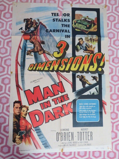 MAN IN THE DARK STYLE 1A FOLDED  US ONE SHEET POSTER EDMOND O'BRIEN 1953