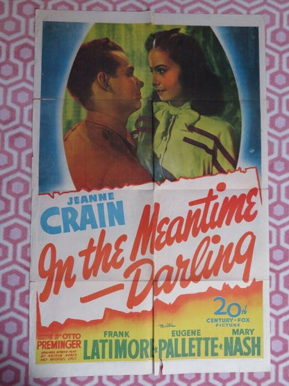 IN THE MEANTIME DARLING  FOLDED  US ONE SHEET POSTER JEANNE CRAIN 1944