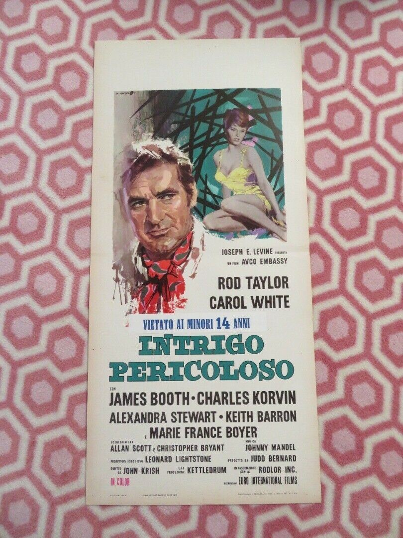 INTRIGO PERICOLOSO ITALIAN LOCANDINA (27.5"x13") POSTER ROD TAYLOR 1970