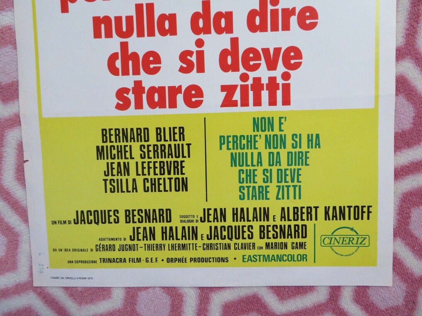 NON E PERCHE NON SI HA NULLA DA DIRE...ITALIAN LOCANDINA (27.5"x13") POSTER '76