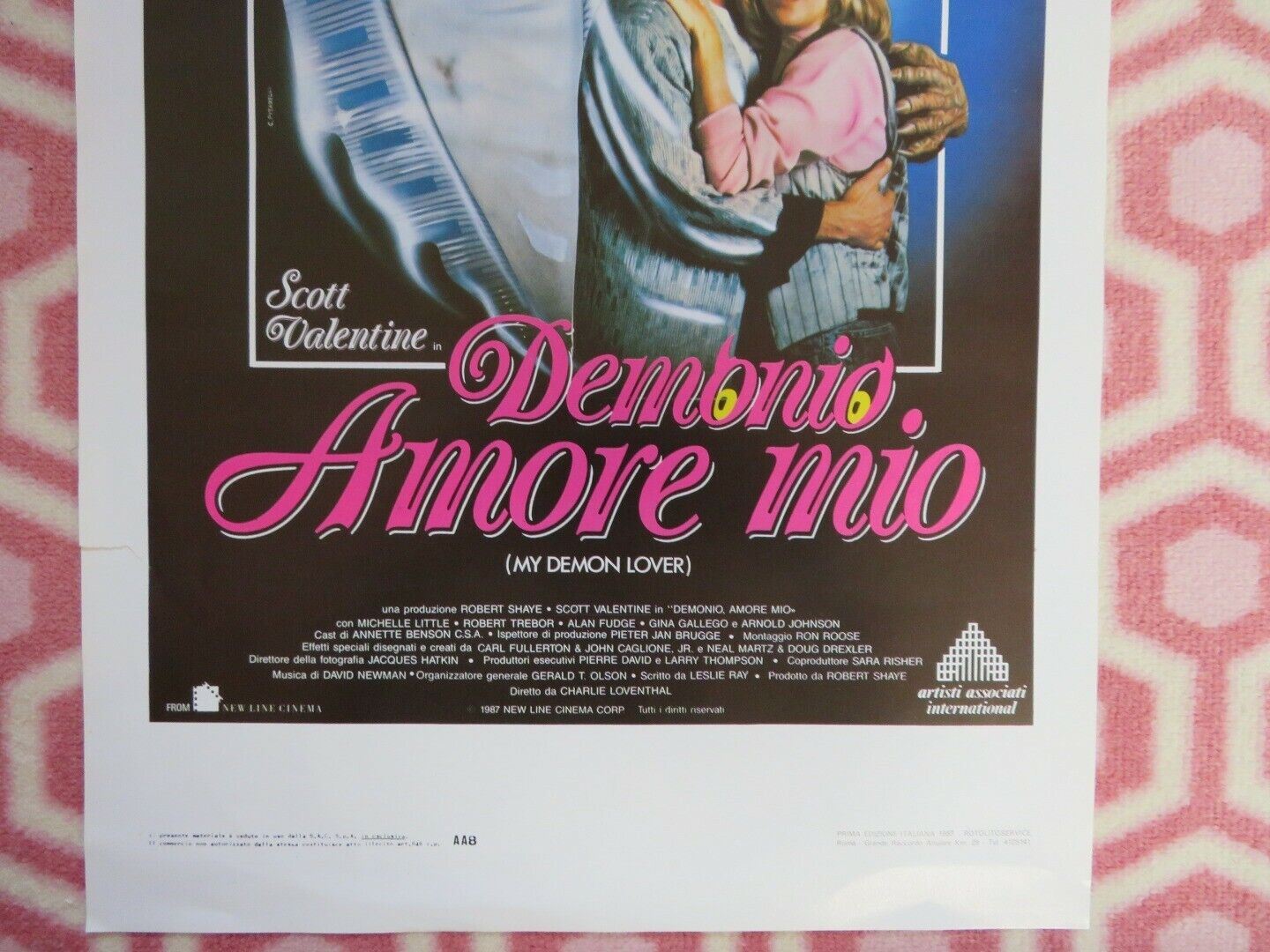 DEMONIO AMORE MIO/ MY DEMON LOVER ITALIAN LOCANDINA (27.5"x12.5") POSTER 1987