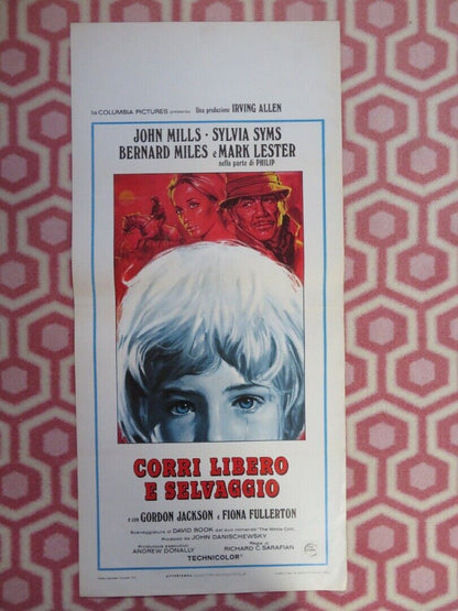 CORRI LIBERO E SELVAGGIO ITALIAN LOCANDINA (27.5"x13") POSTER JOHN MILLS 1970