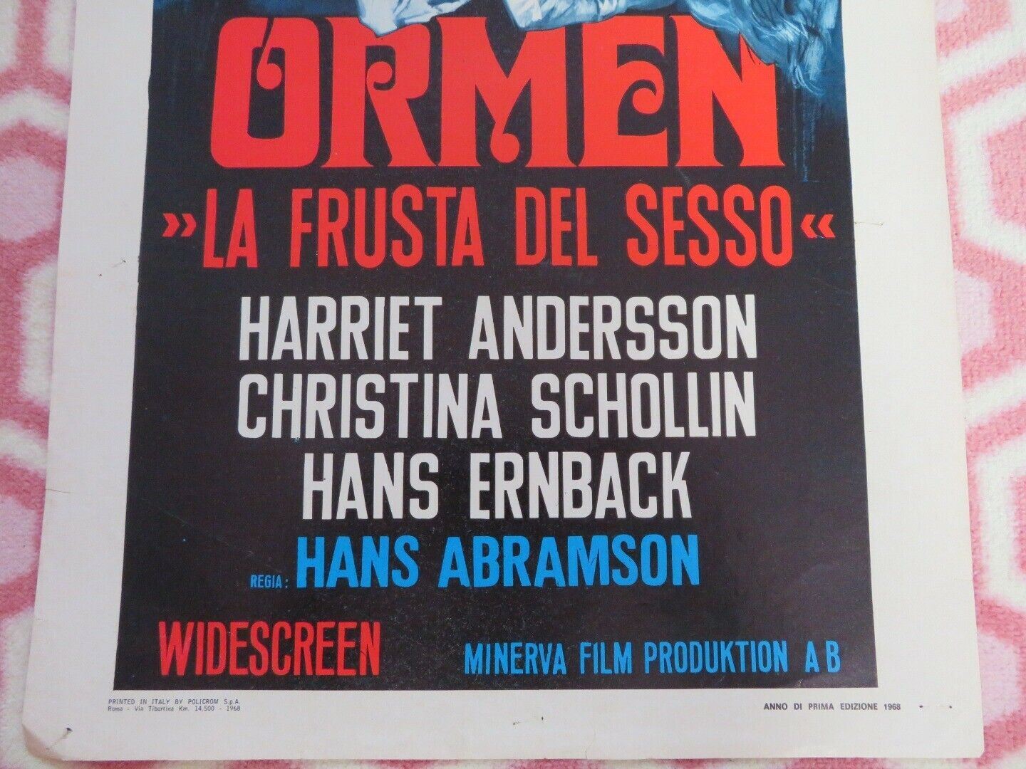 ORMEN ITALIAN LOCANDINA (27.5"x13") POSTER HARRIET ANDERSON 1968