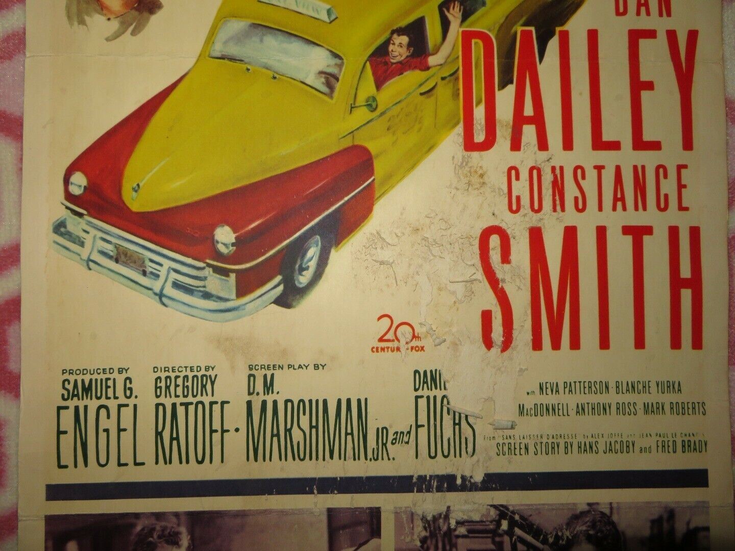 TAXI US INSERT (14"x 36") POSTER DAN DAILEY CONSRANCE SMITH 1953