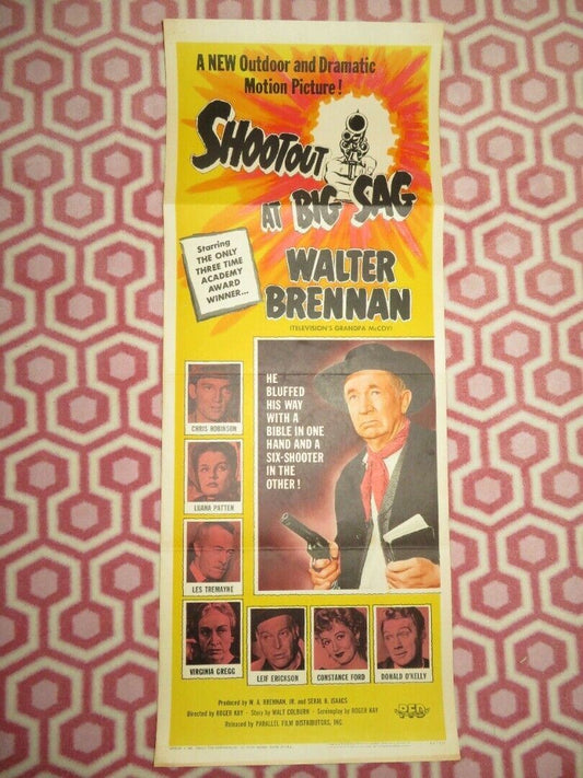 SHOUTOUT AT BIG SAG  US INSERT (14"x 36") POSTER WALTER BRENNAN 1962