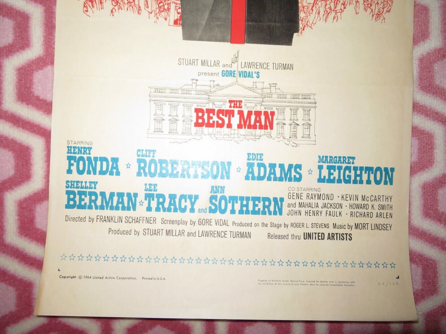 THE BESTMAN  US INSERT (14"x 36") POSTER HENRY FONDA EDIE ADAMS 1964