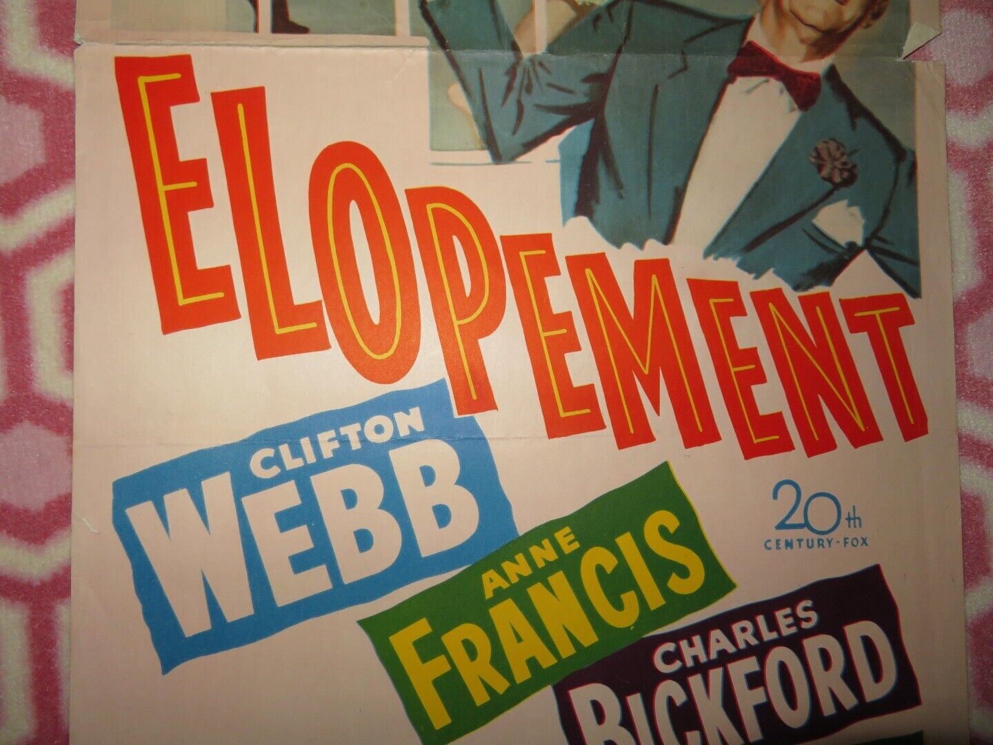 ELOPEMENT  US INSERT (14"x 36") POSTER CLIFTON WEBB ANNA FRANCIS 1951