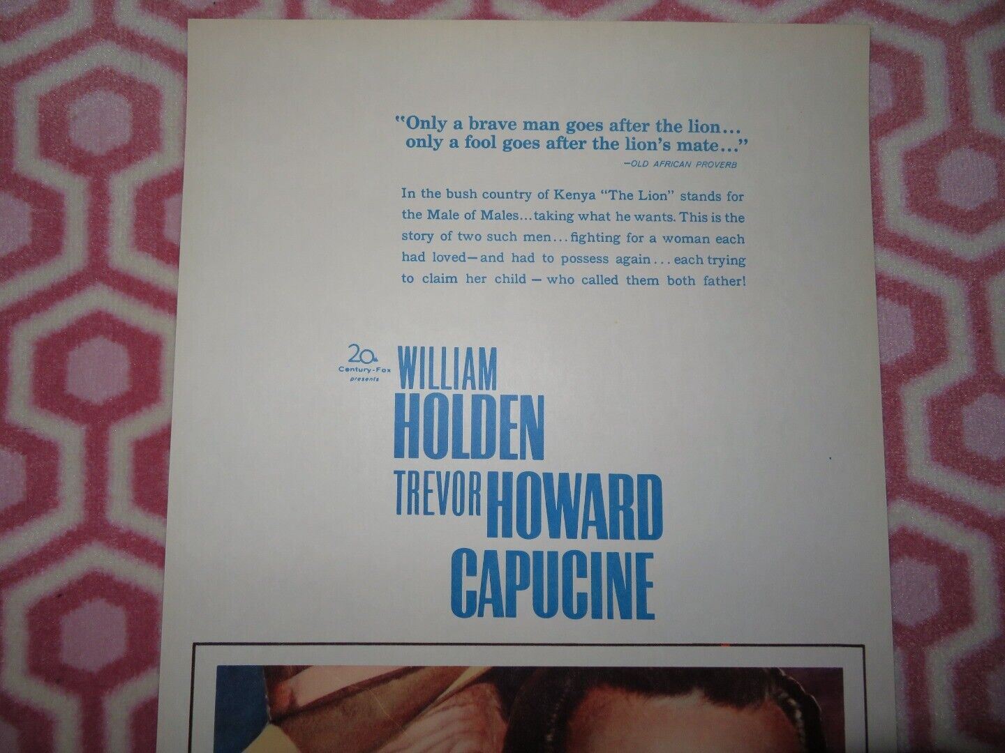 THE LION  US INSERT (14"x 36") POSTER WILLIAM HOLDEN TREVOR HOWARD CAPUCINE 1963