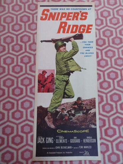 SNIPER'S RIDGE US INSERT (14"x 36") POSTER JACK GING JOHN GOODARD 1961