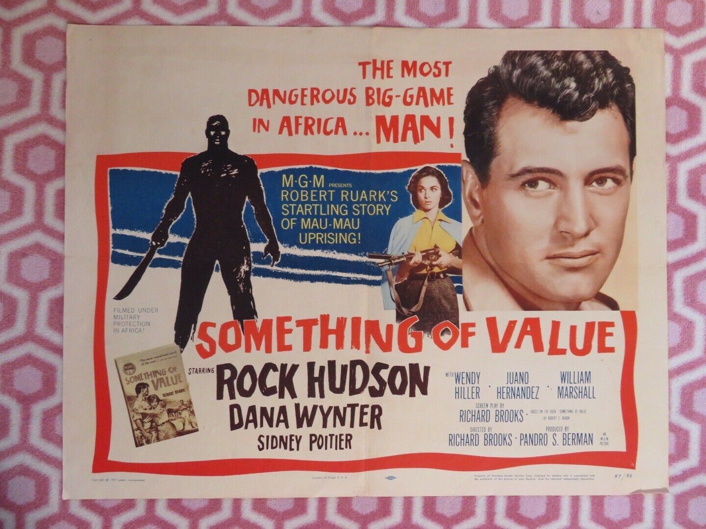 SOMETHING OF VALUE US HALF SHEET (22"x 28") POSTER SIDNEY POITIER 1957