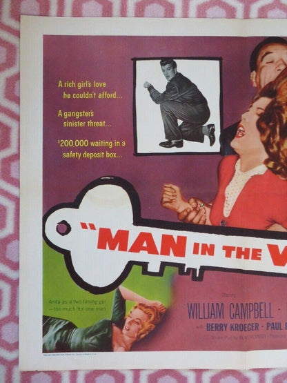 MAN IN THE VAULT US HALF SHEET (22"x 28") POSTER WILLIAM CAMPBELL 1956