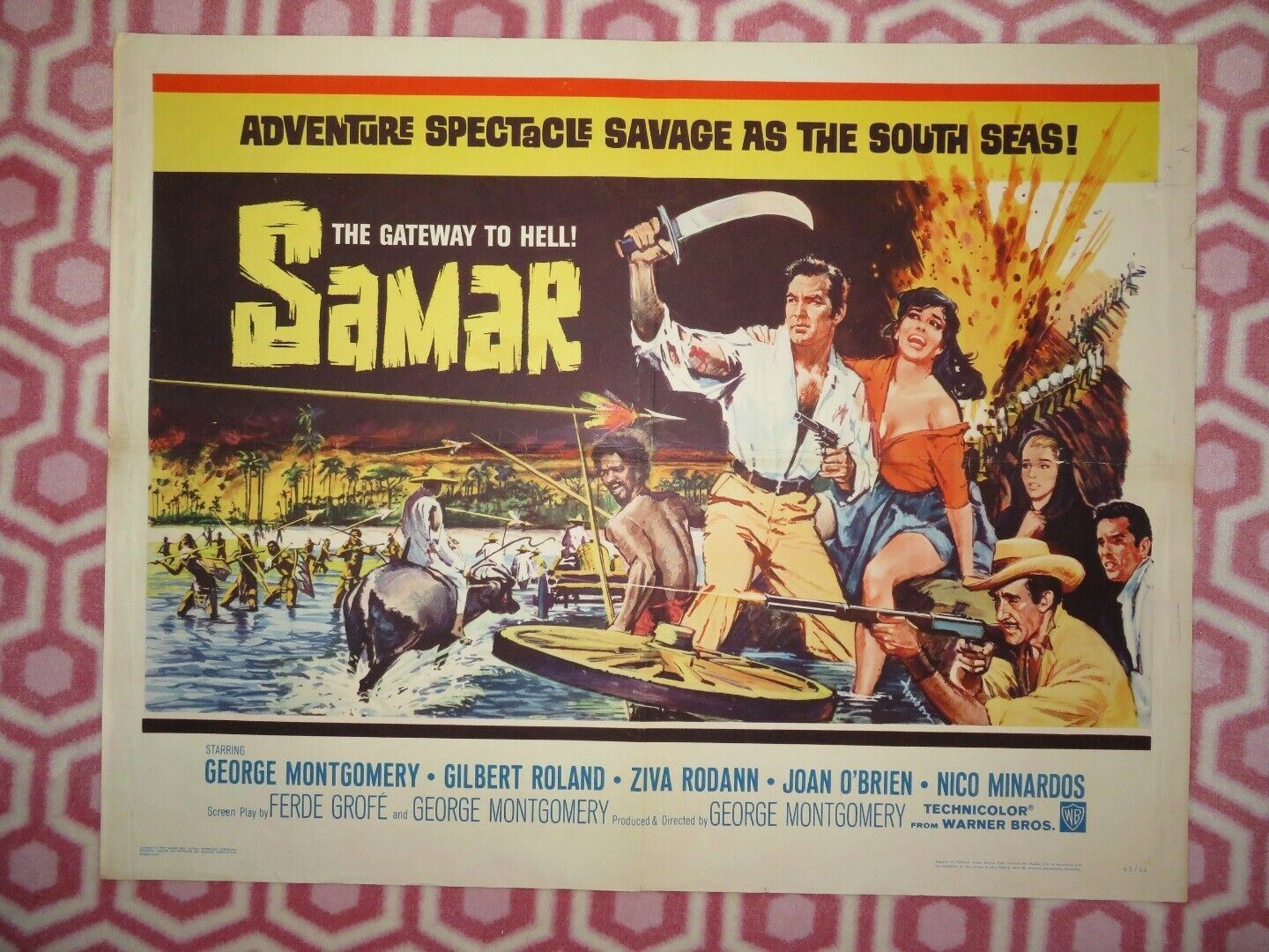 SAMAR US HALF SHEET (22"x 28") POSTER GEORGE MONTGOMERY GILBERT ROLAND 1962