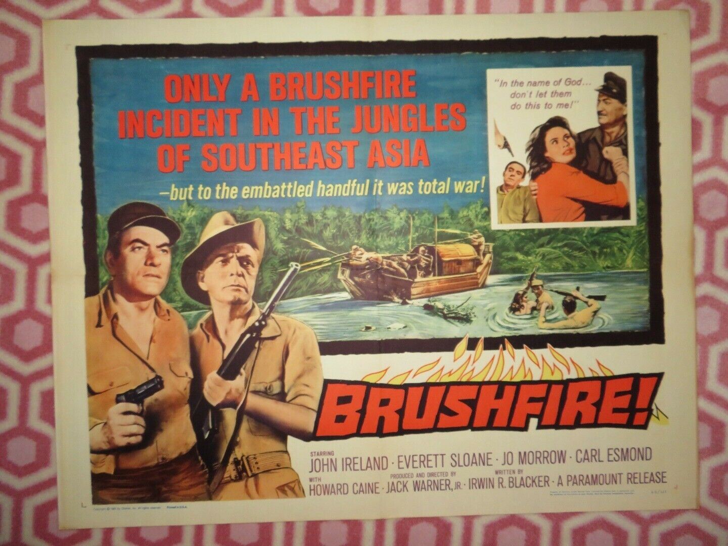 BRUSHFIRE US HALF SHEET (22"x 28") POSTER JOHN IRELAND EVERETT SLOANE 1962