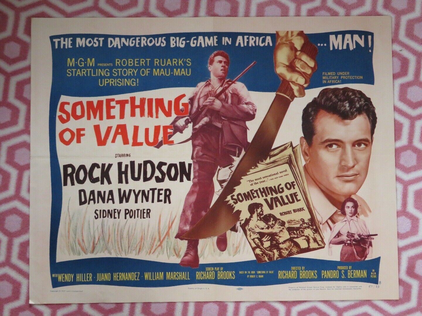 SOMETHING OF VALUE US HALF SHEET (22"x 28") POSTER SIDNEY POITIER 1957