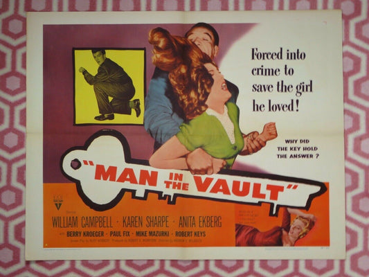 MAN IN THE VAULT US HALF SHEET (22"x 28") POSTER KAREN SHARP W CAMPBELL 1956