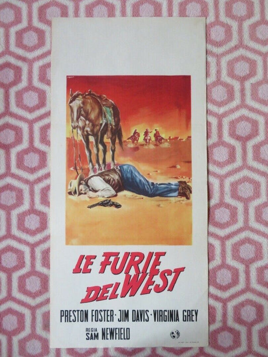 LE FURIE DEL WEST /Three Desperate Men ITALIAN LOCANDINA (27.5"x13") POSTER '54