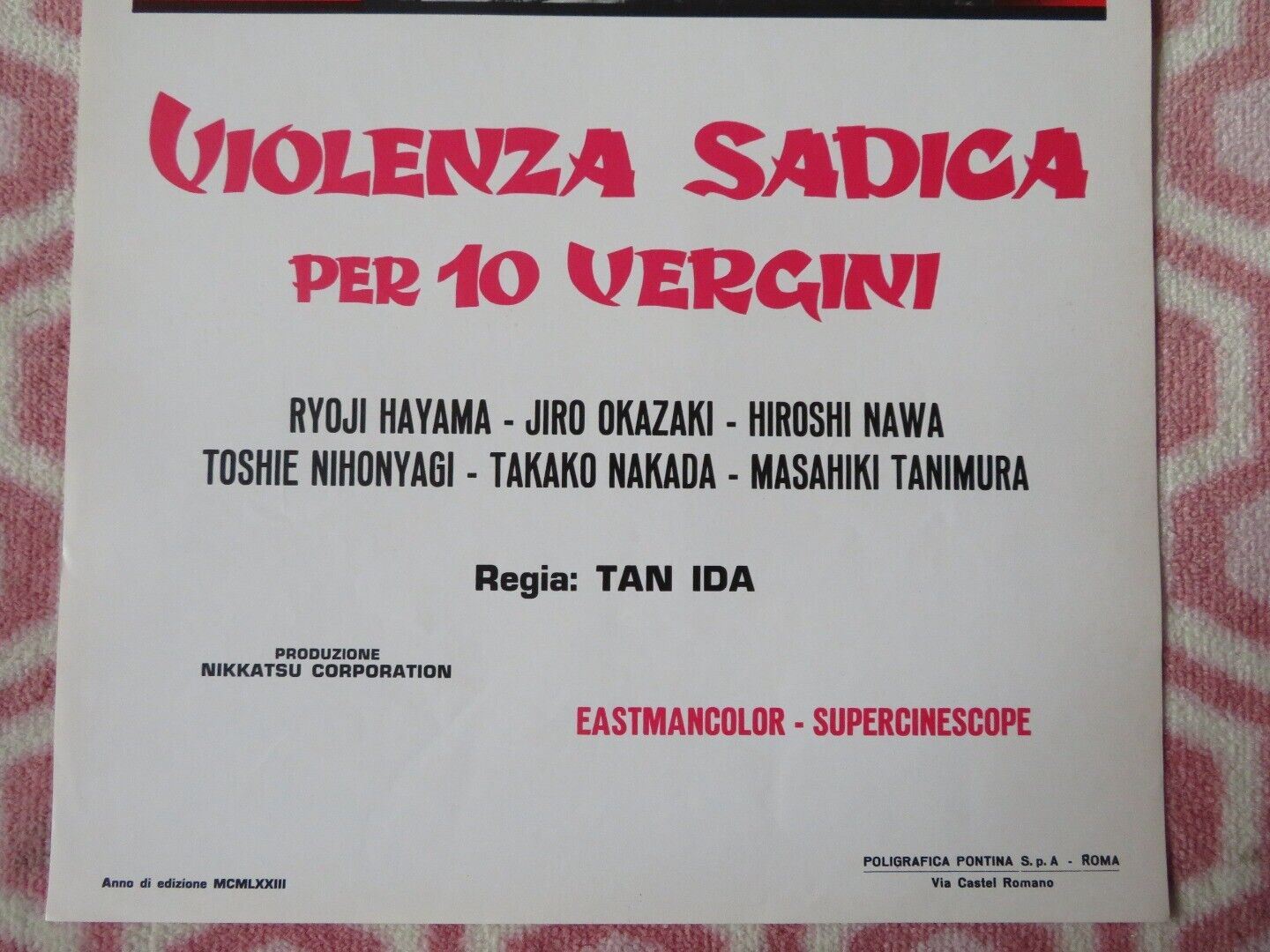 VIOLENZA SADICA PER 10 VEGINI ITALIAN LOCANDINA (27.5"x13") POSTER R HAYAMA '68