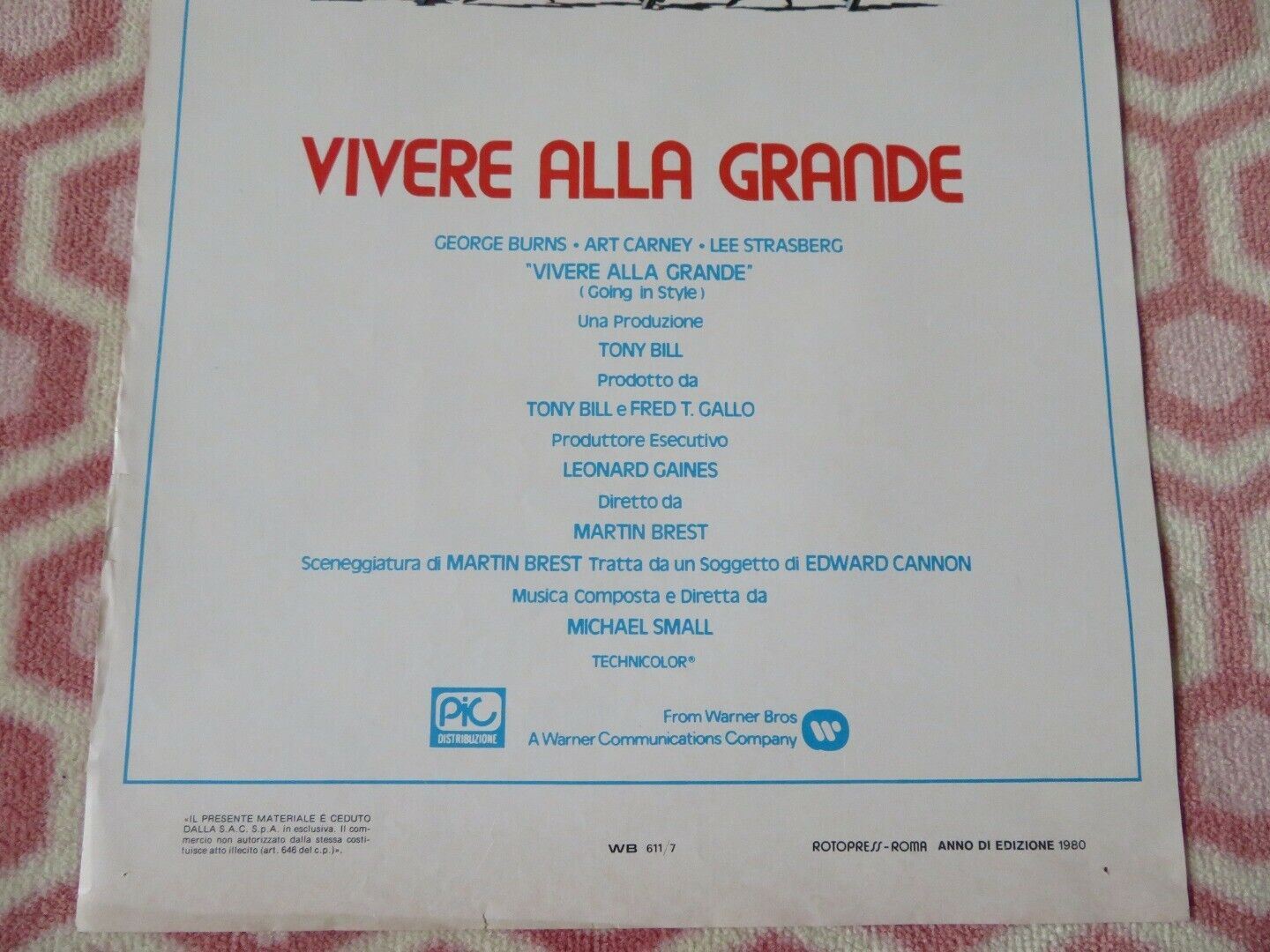 VIVERE ALLA GRANDE/ GOING IN STYLE ITALIAN LOCANDINA (27.5"x13") POSTER 1980