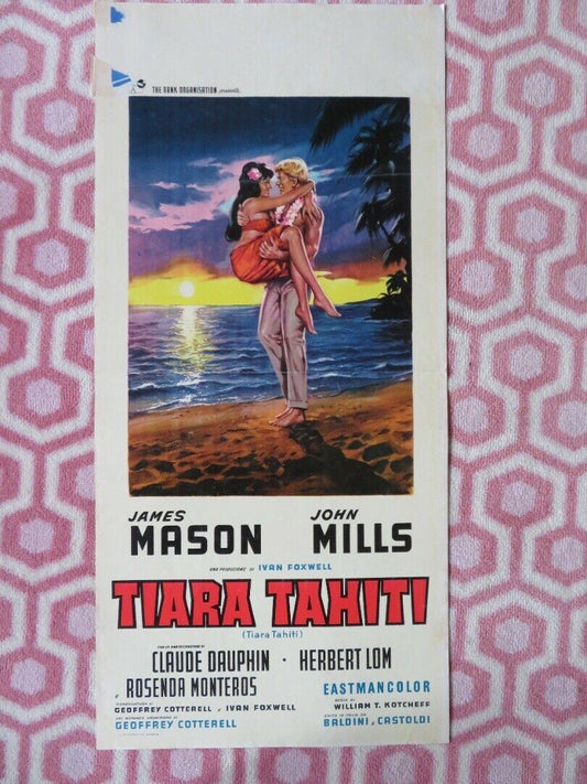 TIARA TAHITI ITALIAN LOCANDINA (27.5"x13") POSTER JAMES MASON JOHN MILLS 1962