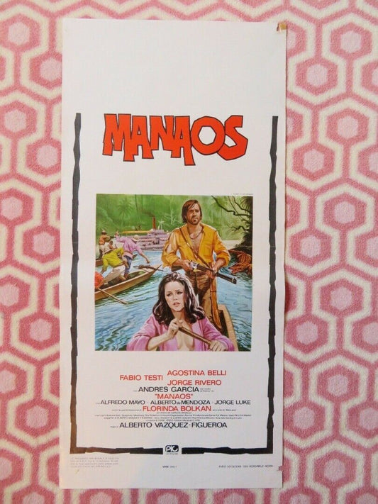 MANAOS  ITALIAN LOCANDINA (27.5"x13") POSTER FABIO TESTI AGOSTINA BELLI 1980